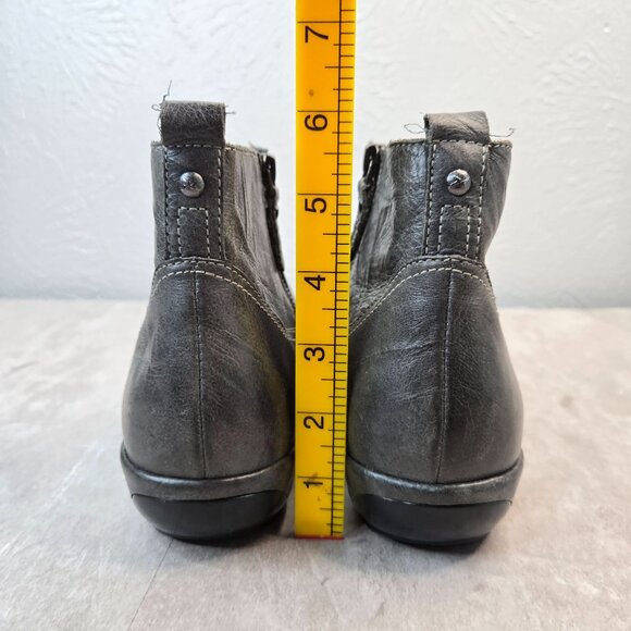 Aetrex Comfort Ankle Boots Leather Gray Minimalist Preppy Chelsea Bootie Size 10 - Picture 4 of 13